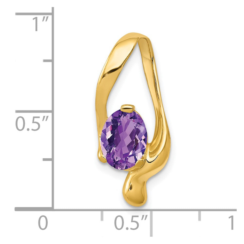 14K Gelbgold 8x6mm Oval Amethyst Anhänger