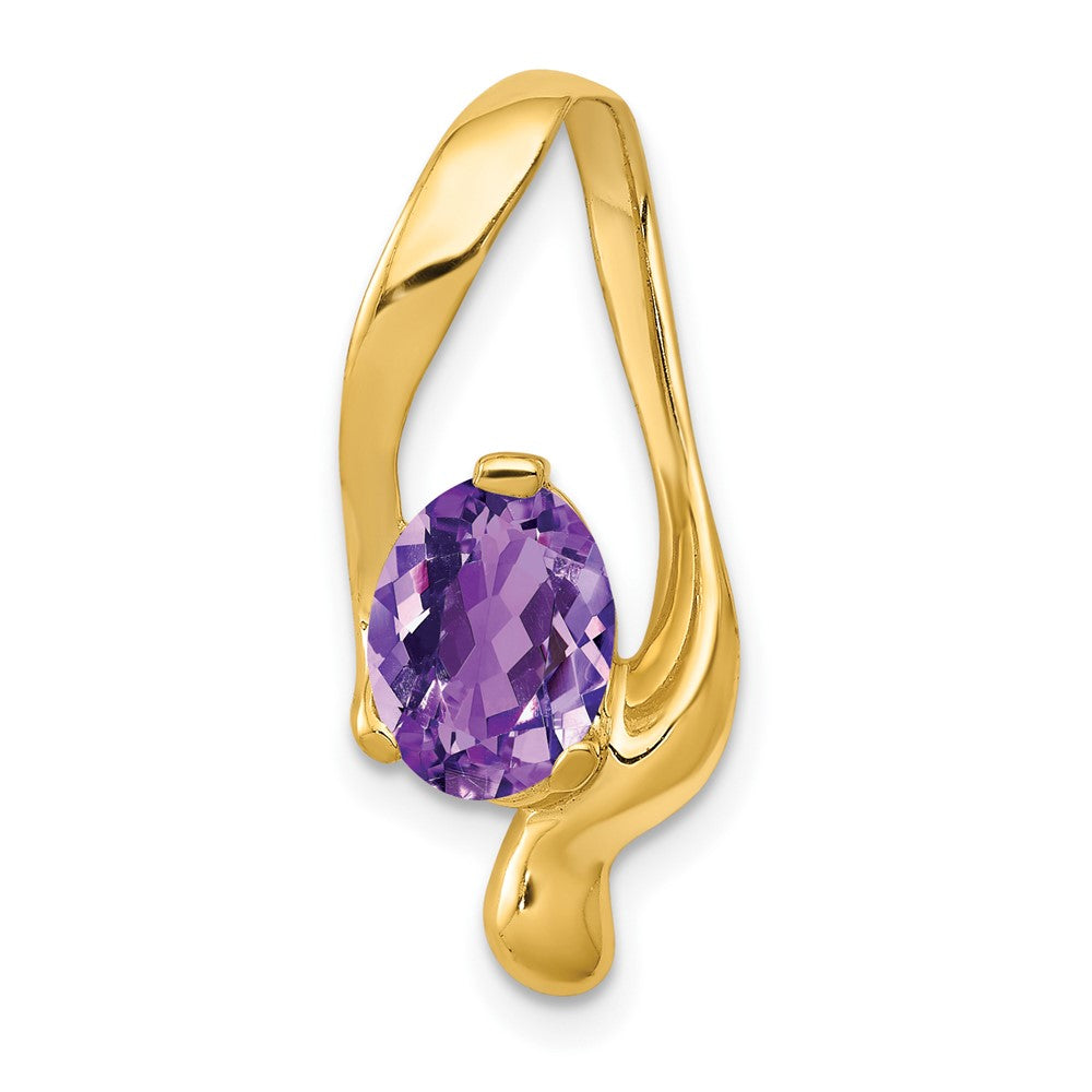 14K Gelbgold 8x6mm Oval Amethyst Anhänger