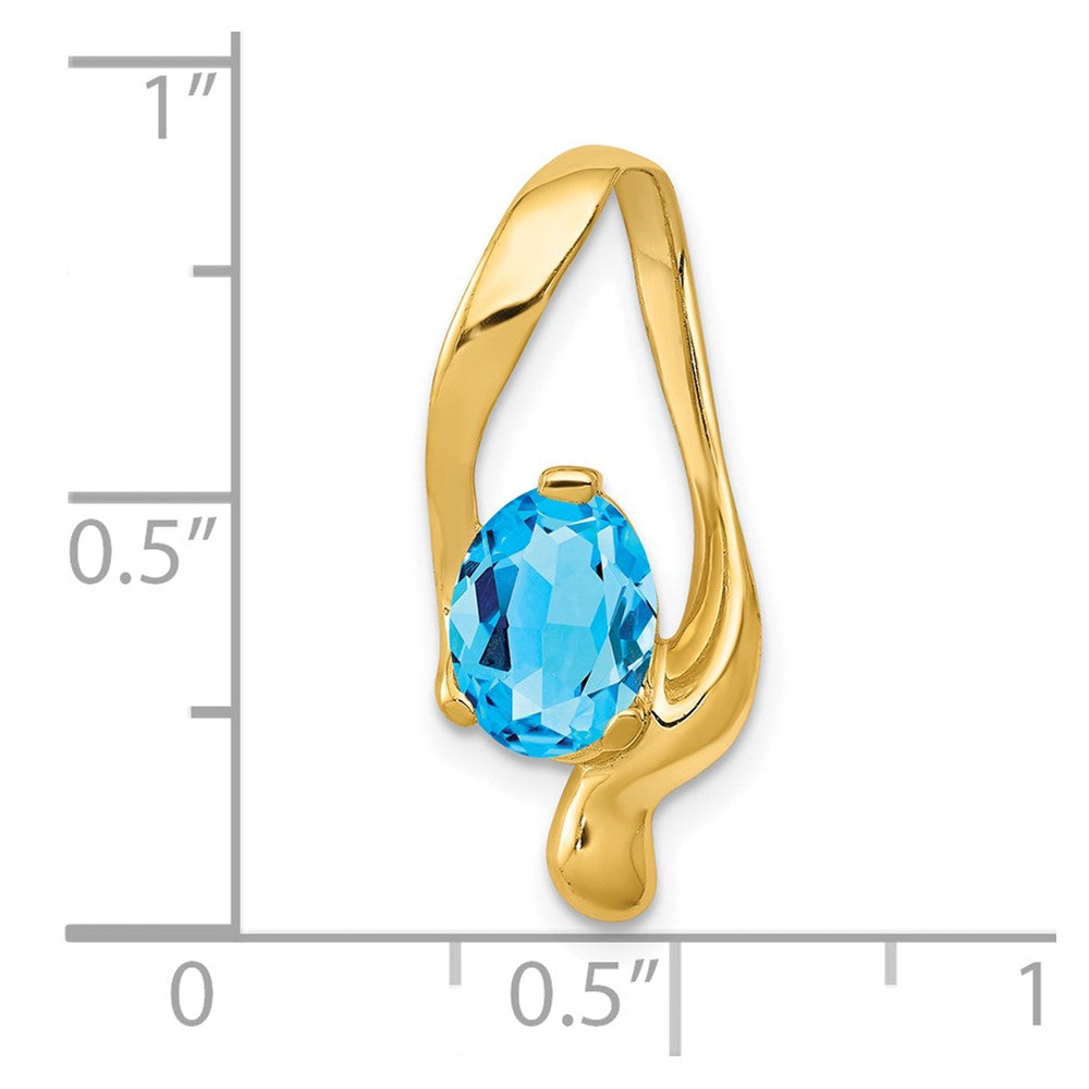 14K Gelbgold 8x6mm Oval Blautopas Anhänger