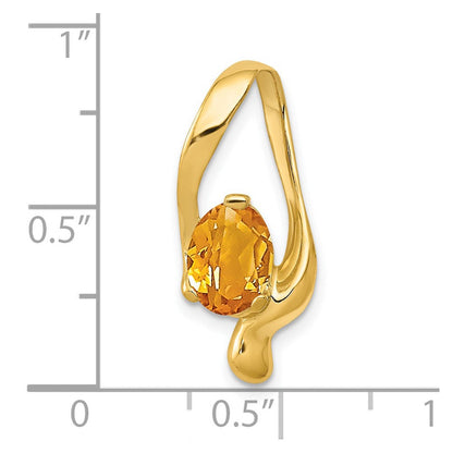 14K Gelbgold 8x6mm Oval Citrin Anhänger