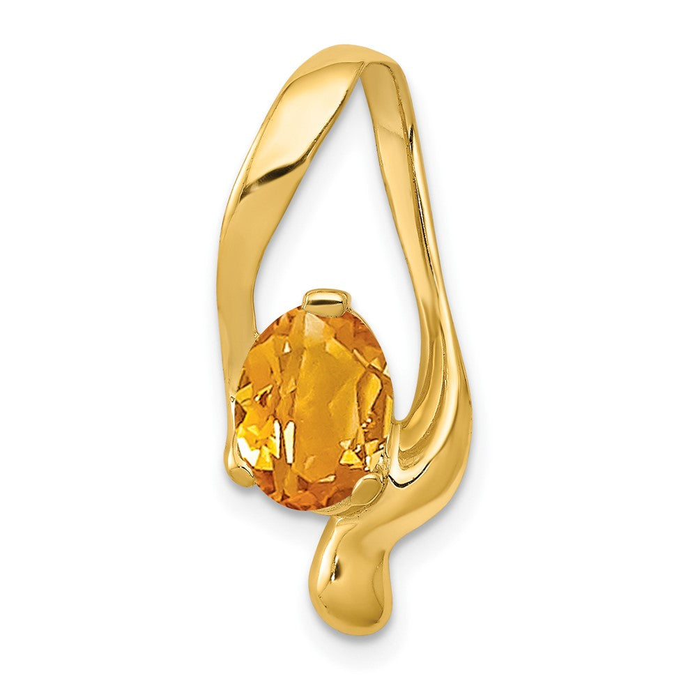 14K Gelbgold 8x6mm Oval Citrin Anhänger
