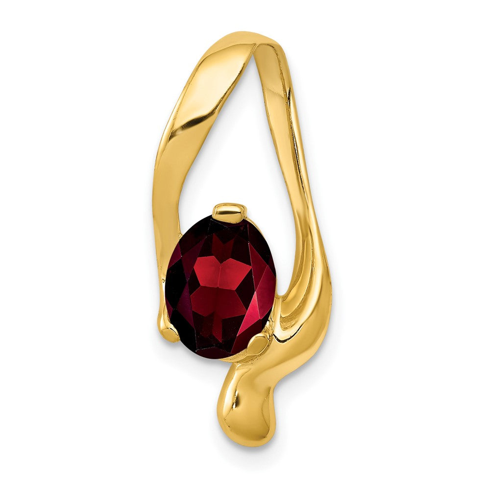 14K Gelbgold 8x6mm Oval Granat Anhänger