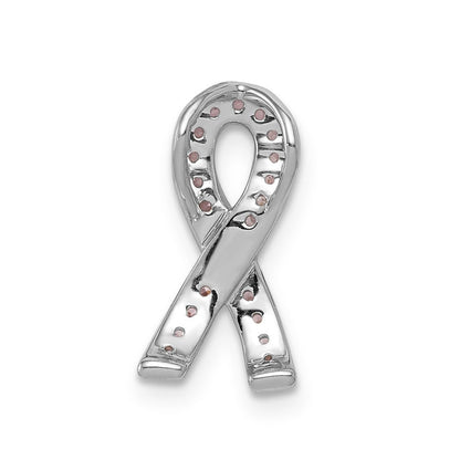 14K Weißgold Rosa-Saphir Solidaritätsschleifen-Anhänger