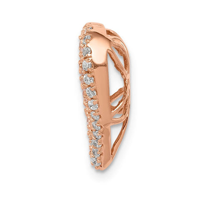 14K Roségold Echt Diamant und Rosa Saphir Vintage Herz Kette Anhänger
