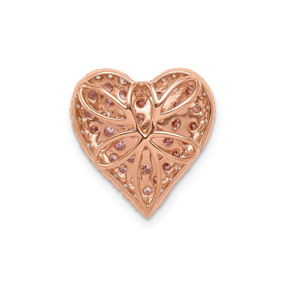 14K Roségold Echt Diamant und Rosa Saphir Vintage Herz Kette Anhänger