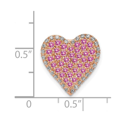 14K Roségold Echt Diamant und Rosa Saphir Vintage Herz Kette Anhänger