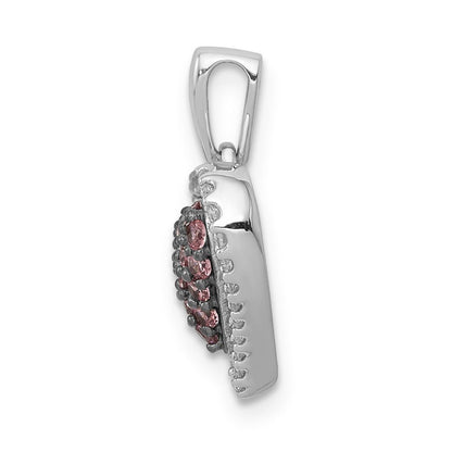 14K Weißgold Herz-Anhänger mit echtem Diamant und rosa Saphir