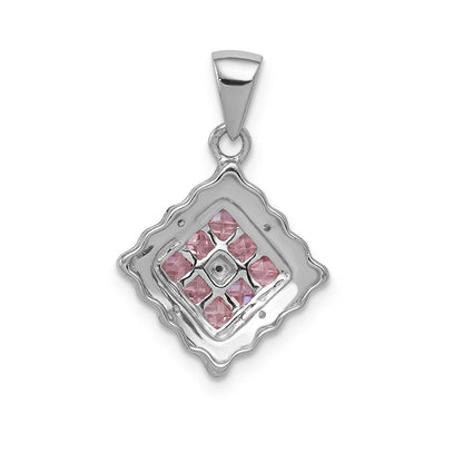 14K Weißgold-Anhänger mit echtem Diamant und 0,40 ct. rosa Saphir
