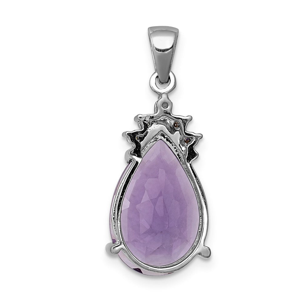 14K Weißgold Anhänger mit birnenförmigem 3,55 ct. Amethyst und echten Diamanten