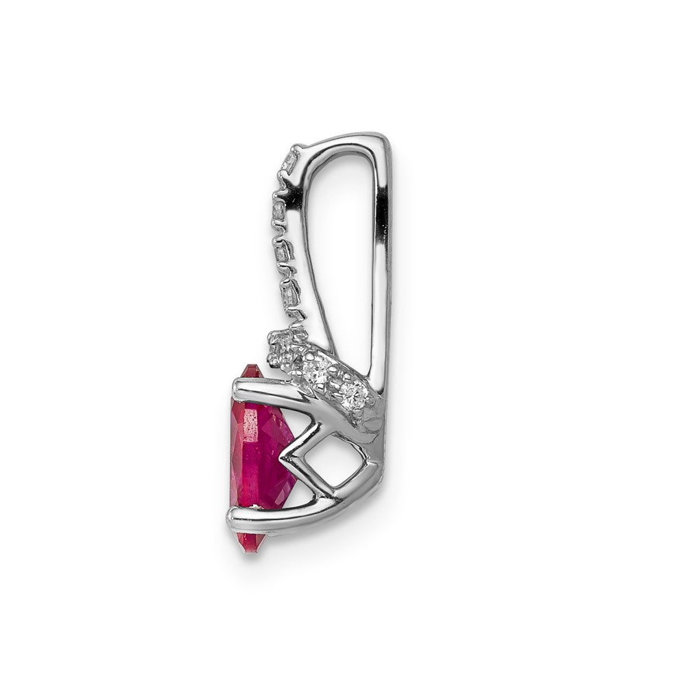 14K Weißgold Anhänger mit echtem Diamant und ovalem Rubin
