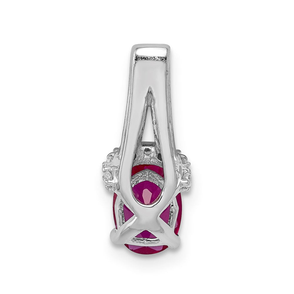 14K Weißgold Anhänger mit echtem Diamant und ovalem Rubin