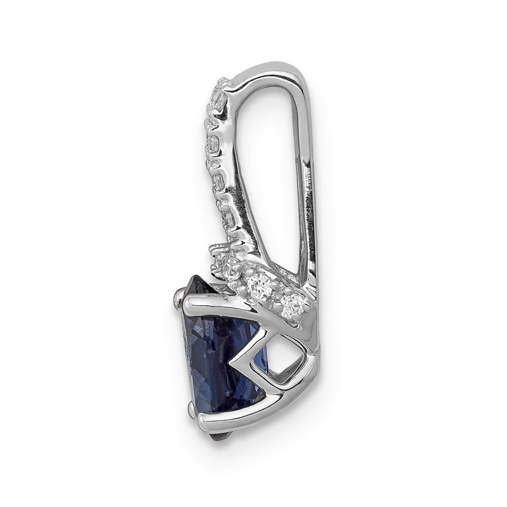 14K Weißgold Anhänger mit 0,1 ct. echtem Diamant und Saphir