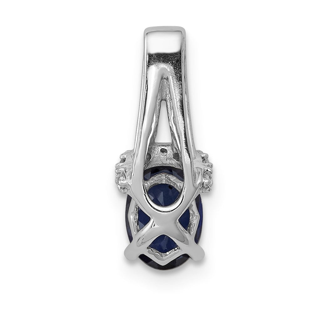 14K Weißgold Anhänger mit 0,1 ct. echtem Diamant und Saphir