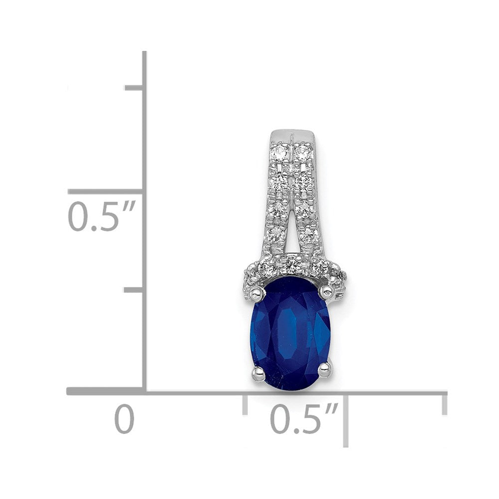 14K Weißgold Anhänger mit 0,1 ct. echtem Diamant und Saphir