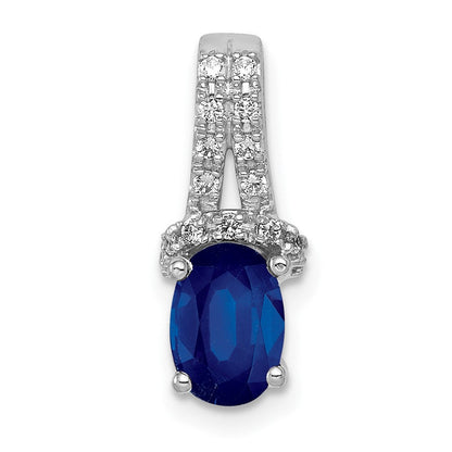 14K Weißgold Anhänger mit 0,1 ct. echtem Diamant und Saphir