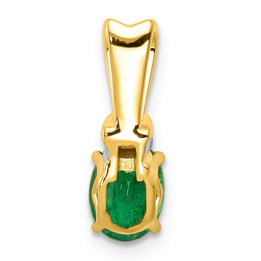 14K Gelbgold mit Rhodium, Anhänger mit echtem Diamant und ovalem Smaragd