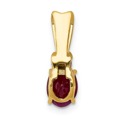 14K Gelbgold mit Rhodium, echtem Diamant und 0,66 ct. ovalem Rubin-Anhänger