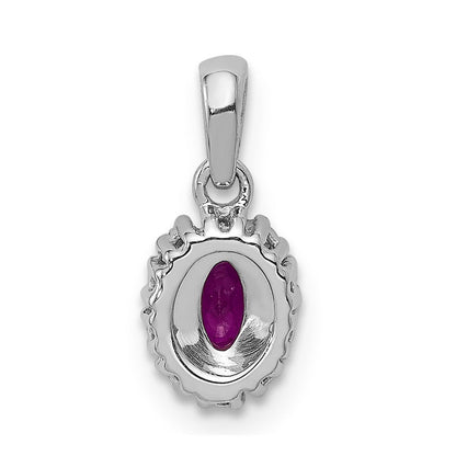 14 K Weißgold Anhänger mit echtem Diamant und 0,32 ct. ovalem Rubin mit Halo