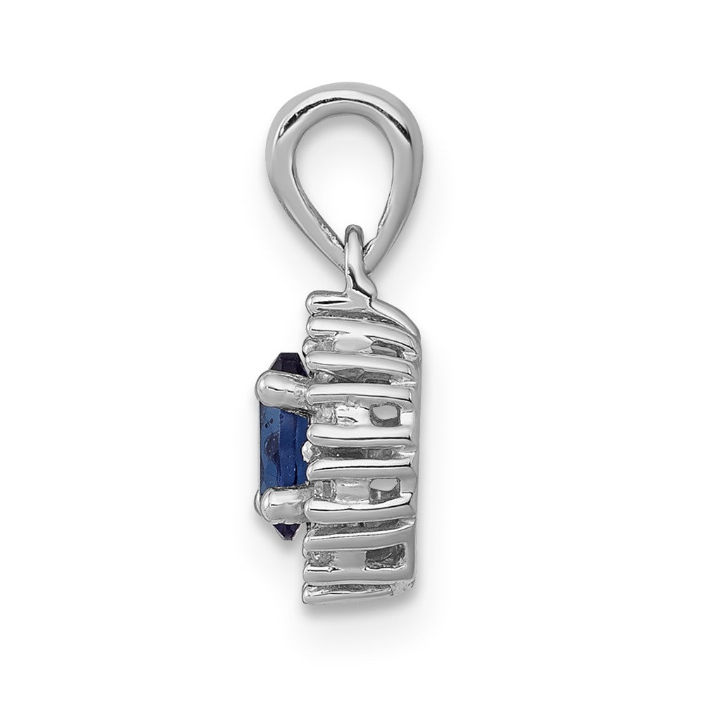 14K Weißgold Anhänger mit echtem Diamant und 0,32 ct. Saphir, oval, mit Halo