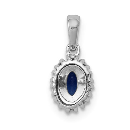 14K Weißgold Anhänger mit echtem Diamant und 0,32 ct. Saphir, oval, mit Halo