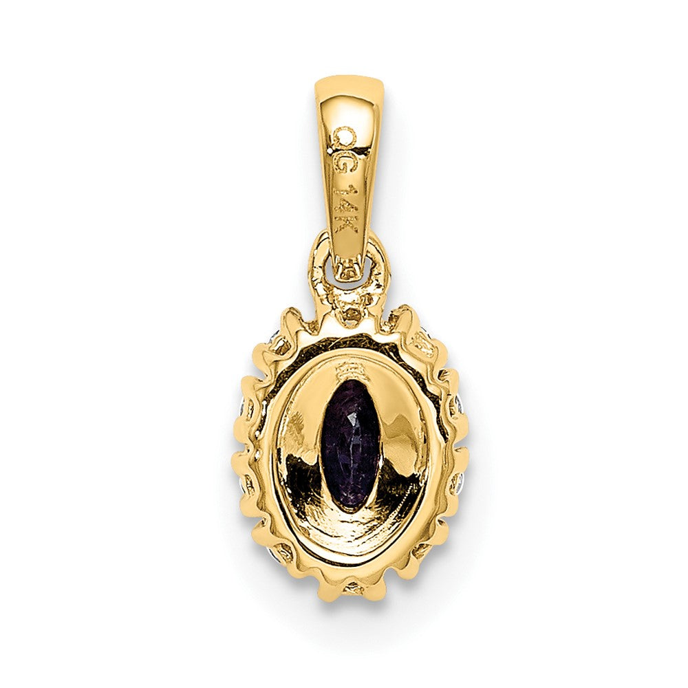 14K Gelbgold und Rhodium mit echtem Diamant und 0,32 ct. Saphir, ovaler Halo-Anhänger