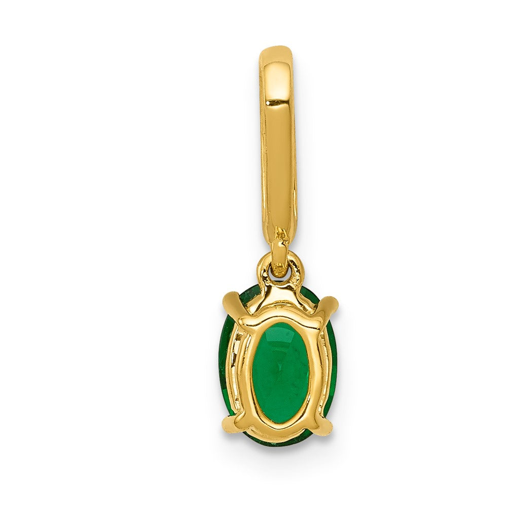 14K Gelbgold Anhänger mit echtem Diamant und ovalem Smaragd