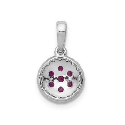14K Weißgold Anhänger mit echtem Diamant und 0,28 ct. Rubin, rund