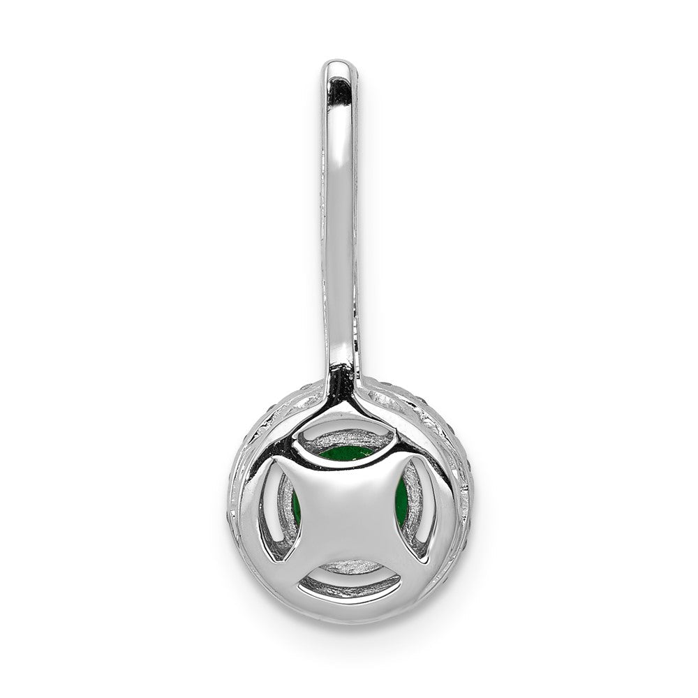 14K Weißgold Anhänger mit echtem Diamant und Smaragd-Halo
