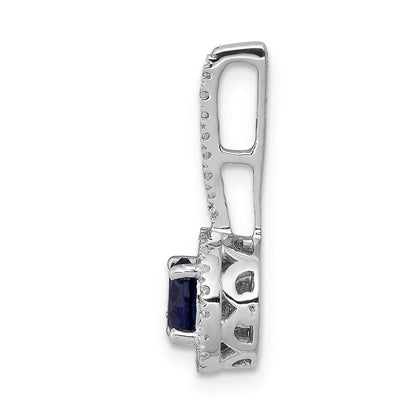 14 Karat Weißgold Halo-Anhänger mit echtem Diamant und 0,60 ct. Saphir