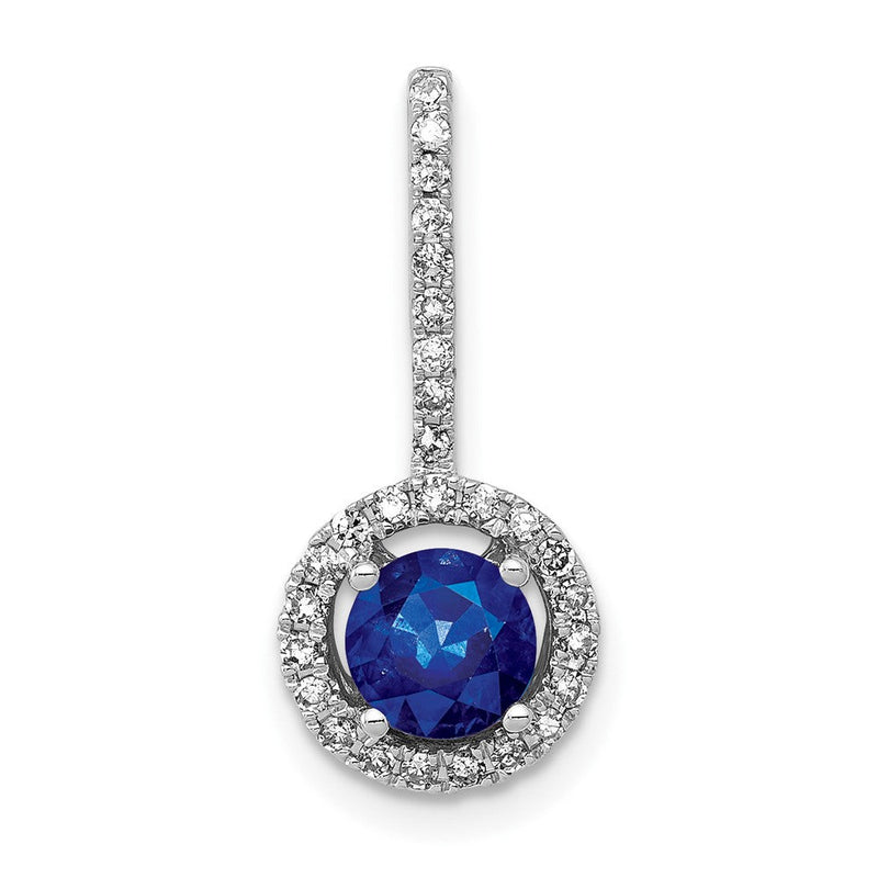 14 Karat Weißgold Halo-Anhänger mit echtem Diamant und 0,60 ct. Saphir