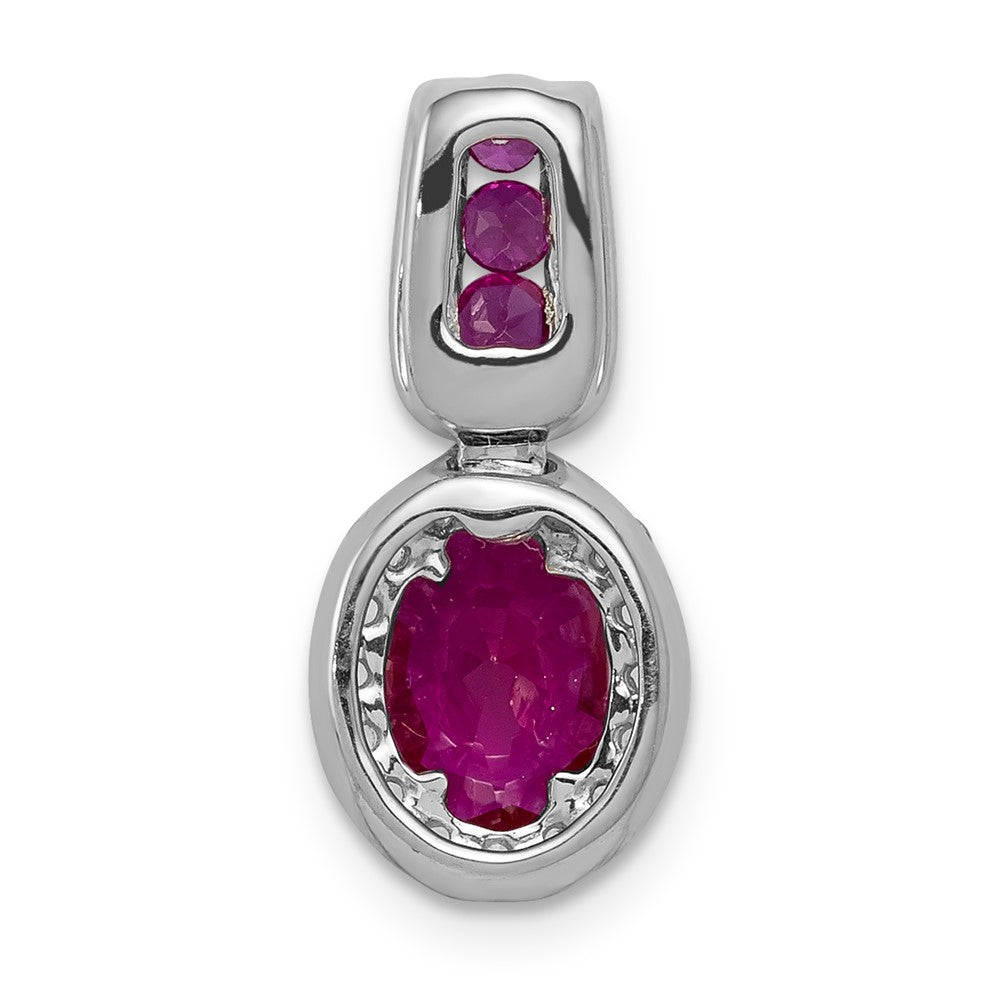 14K Weißgold Anhänger mit echtem Diamant und 1,16 ct. ovalem Rubin im Halo-Design