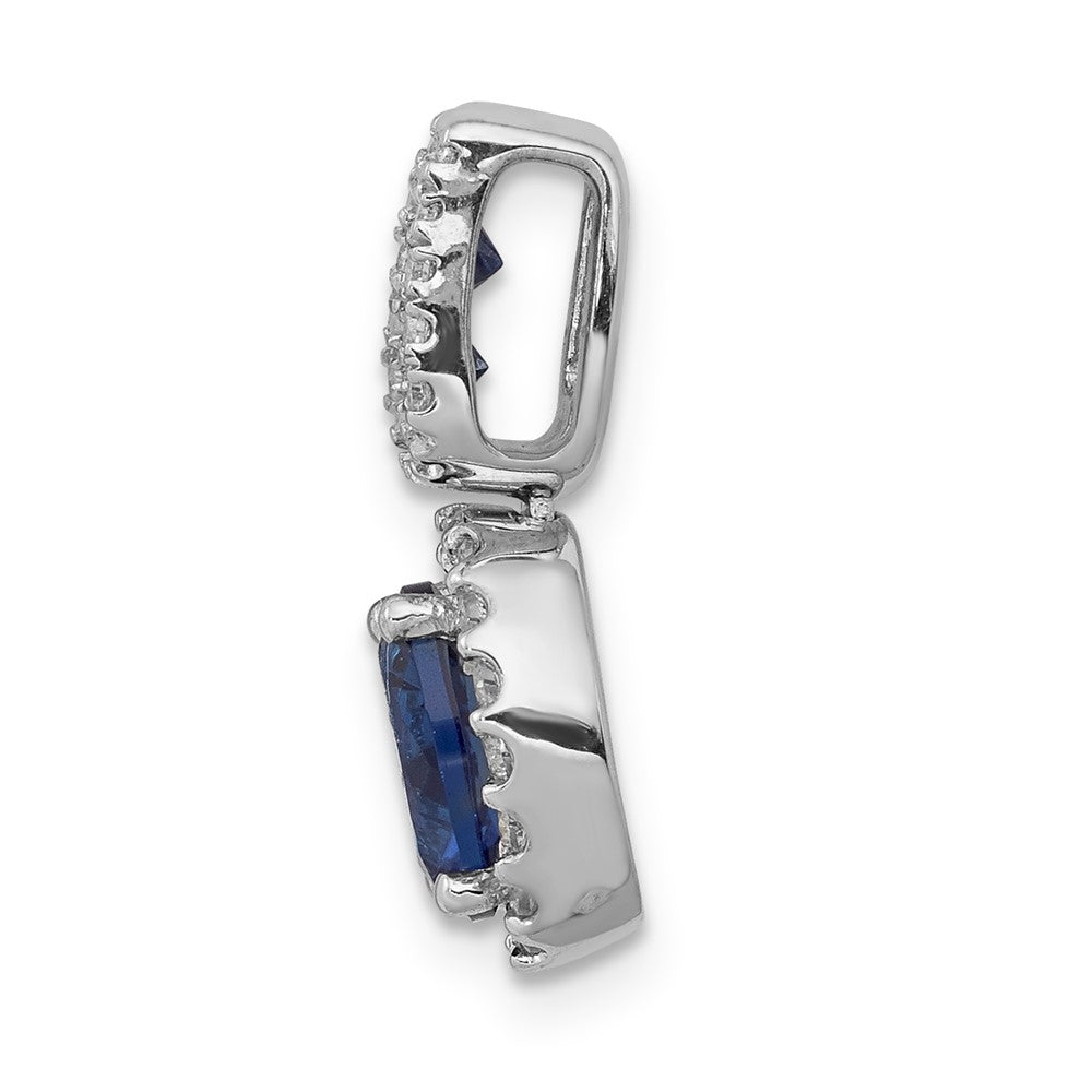 14 Karat Weißgold Anhänger mit echtem Diamant und 1,30 ct. ovalem Saphir mit Halo
