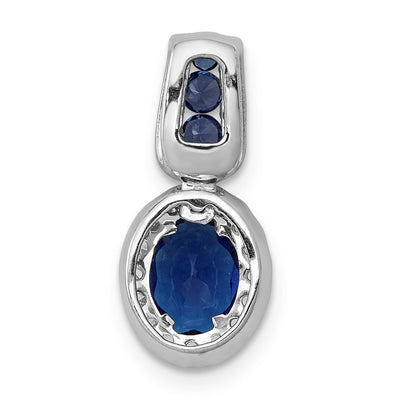 14 Karat Weißgold Anhänger mit echtem Diamant und 1,30 ct. ovalem Saphir mit Halo