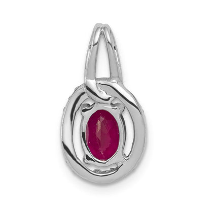 14k Weißgold Anhänger mit echtem Diamant und 0,86 ct. Rubin, oval, mit Halo