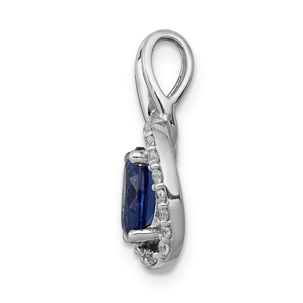 14K Weißgold Anhänger mit echtem Diamant und 0,85 ct. Saphir im Halo-Design