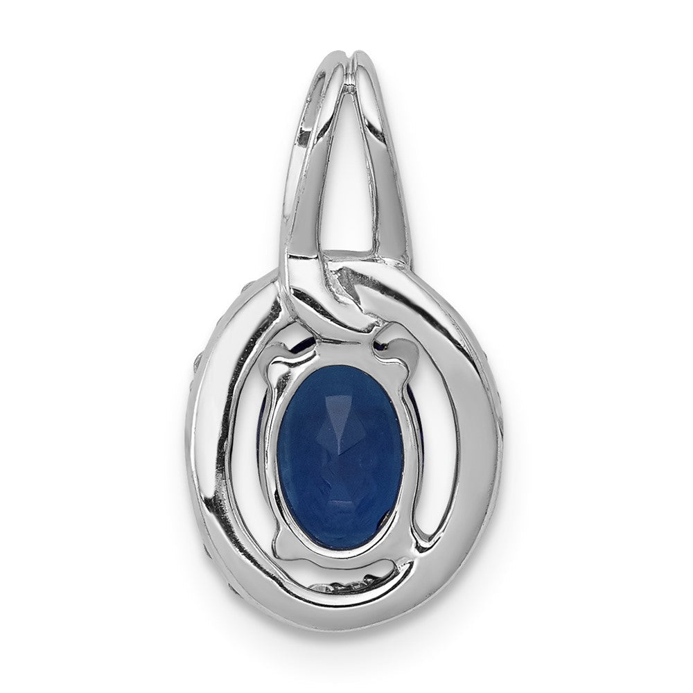 14K Weißgold Anhänger mit echtem Diamant und 0,85 ct. Saphir im Halo-Design