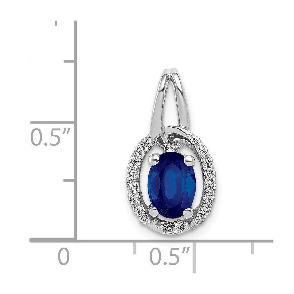 14K Weißgold Anhänger mit echtem Diamant und 0,85 ct. Saphir im Halo-Design