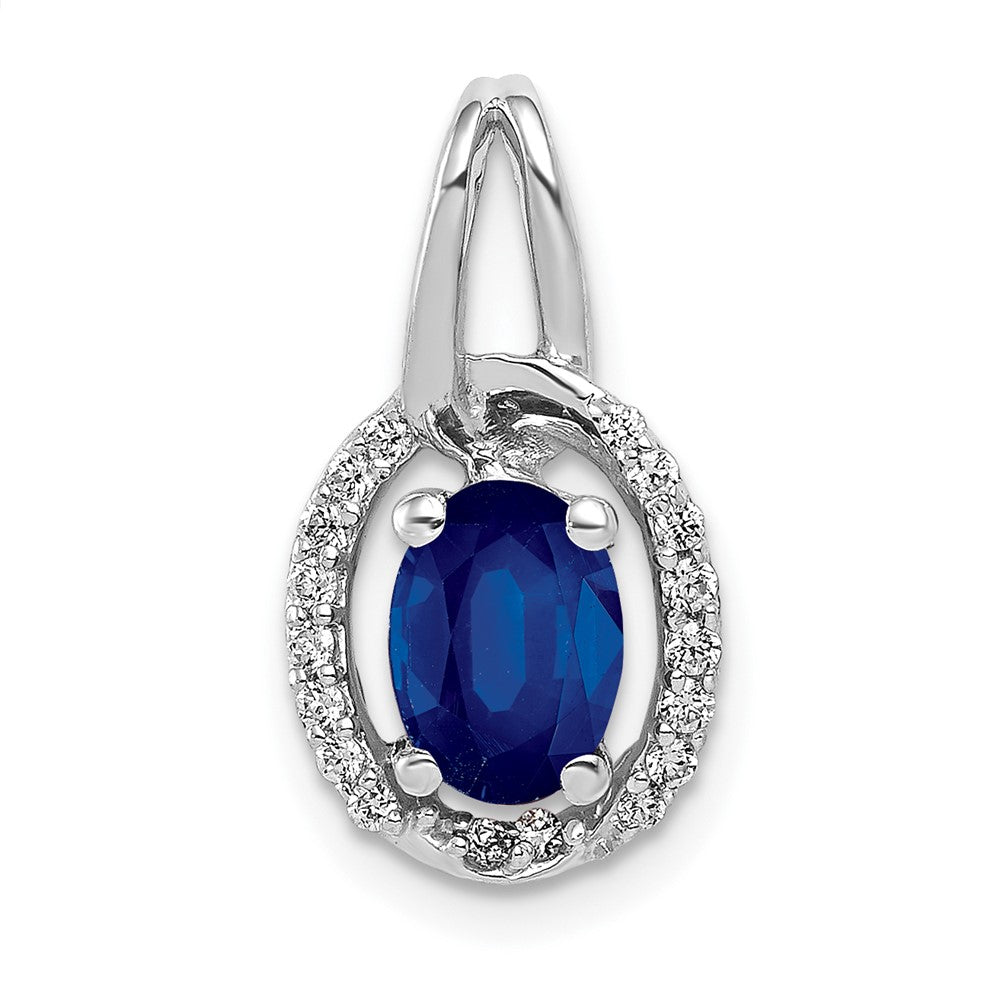14K Weißgold Anhänger mit echtem Diamant und 0,85 ct. Saphir im Halo-Design