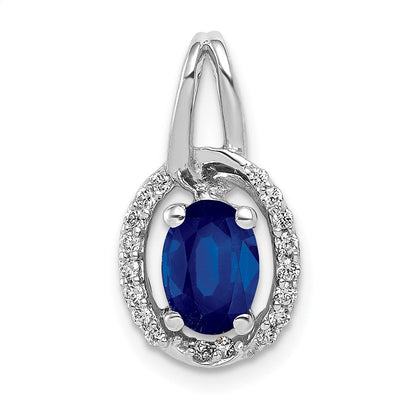 14K Weißgold Anhänger mit echtem Diamant und 0,85 ct. Saphir im Halo-Design