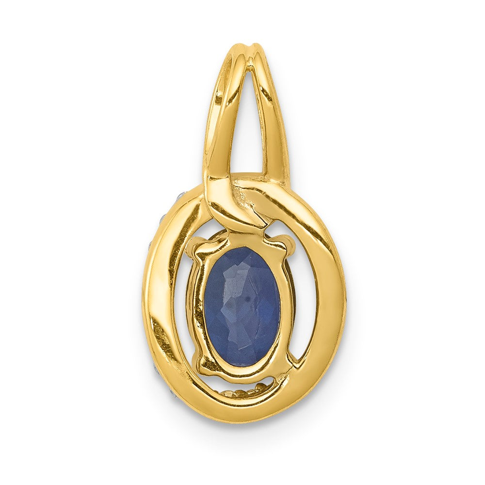 14K Gelbgold Anhänger mit echtem Diamant und 0,85 ct. Saphir-Halo