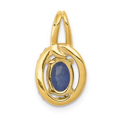 14K Gelbgold Anhänger mit echtem Diamant und 0,85 ct. Saphir-Halo