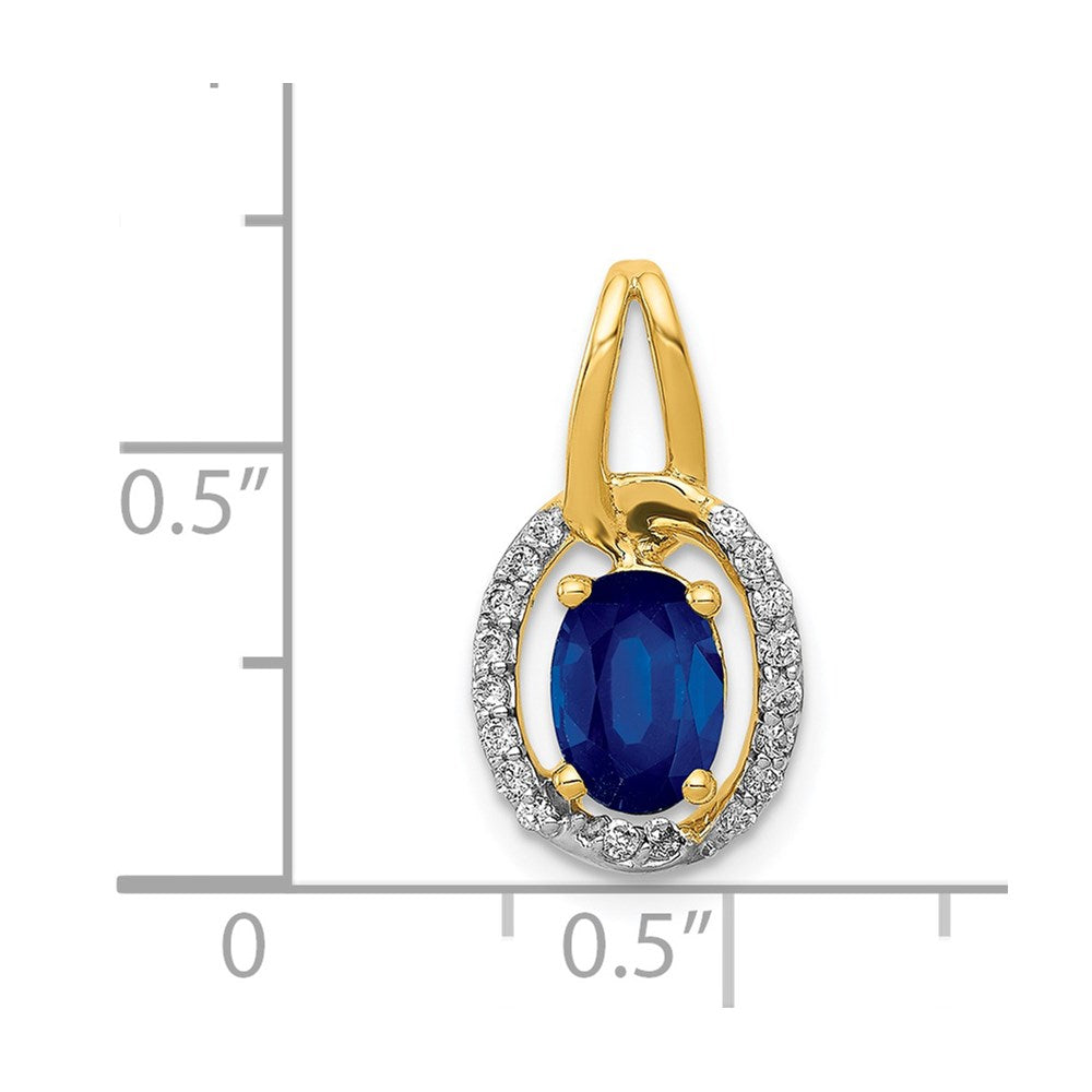 14K Gelbgold Anhänger mit echtem Diamant und 0,85 ct. Saphir-Halo