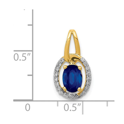 14K Gelbgold Anhänger mit echtem Diamant und 0,85 ct. Saphir-Halo
