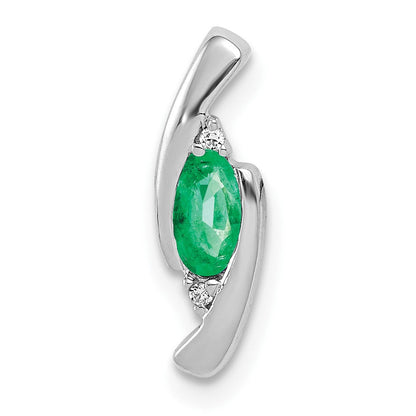 14K Weißgold Fancy Anhänger mit echten Diamanten und Smaragden