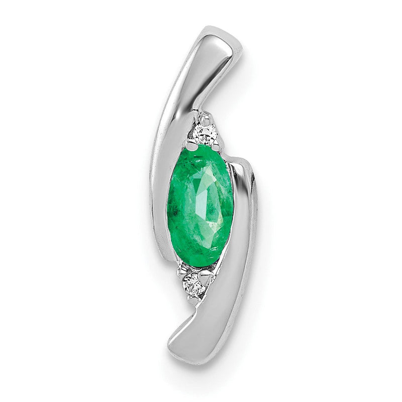 14K Weißgold Fancy Anhänger mit echten Diamanten und Smaragden