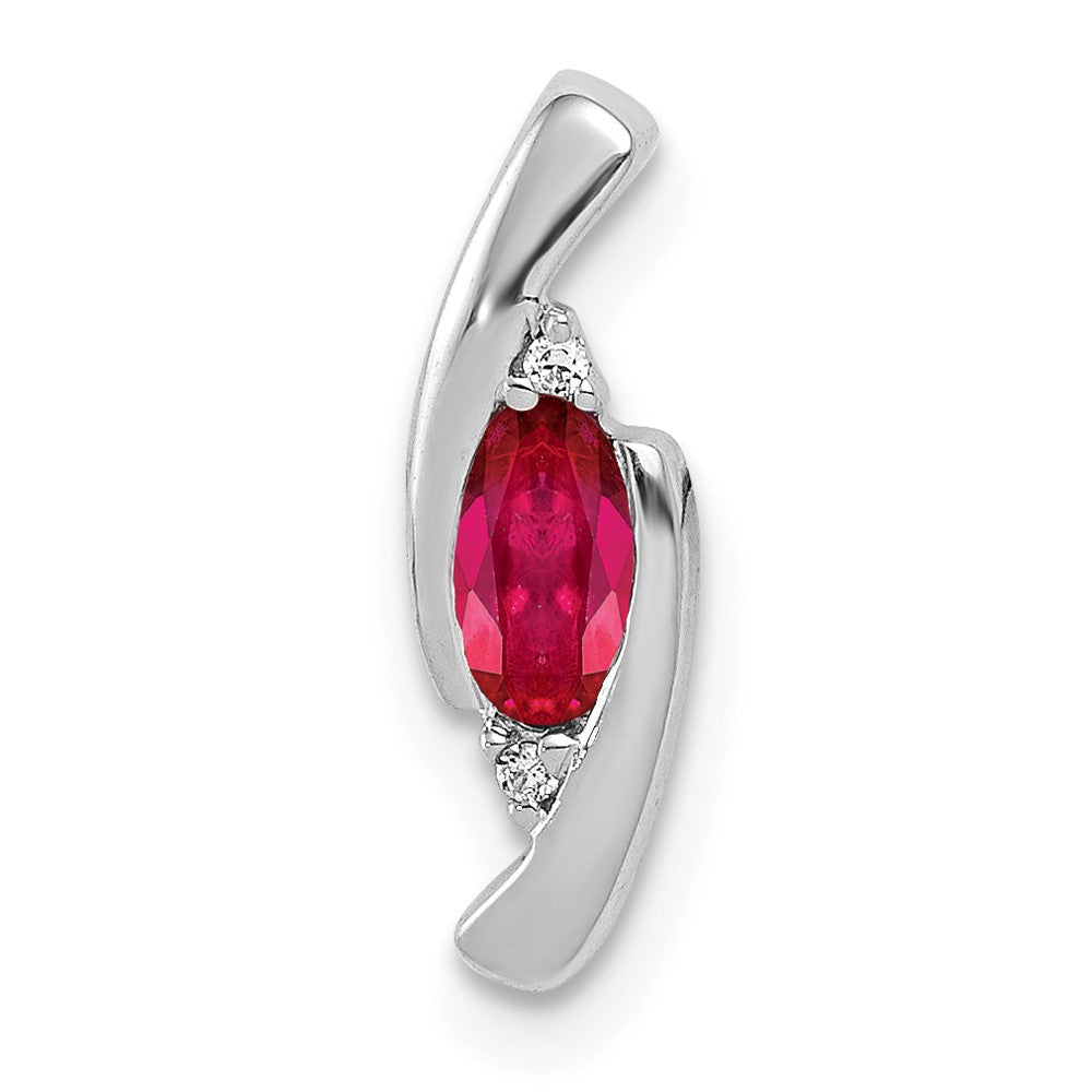14K Weißgold Anhänger mit echtem Diamant und 0,31 ct. Rubin