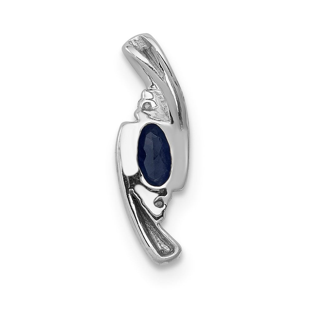 14K Weißgold Anhänger mit 0,01 ct. echtem Diamant und 0,33 ct. Saphir