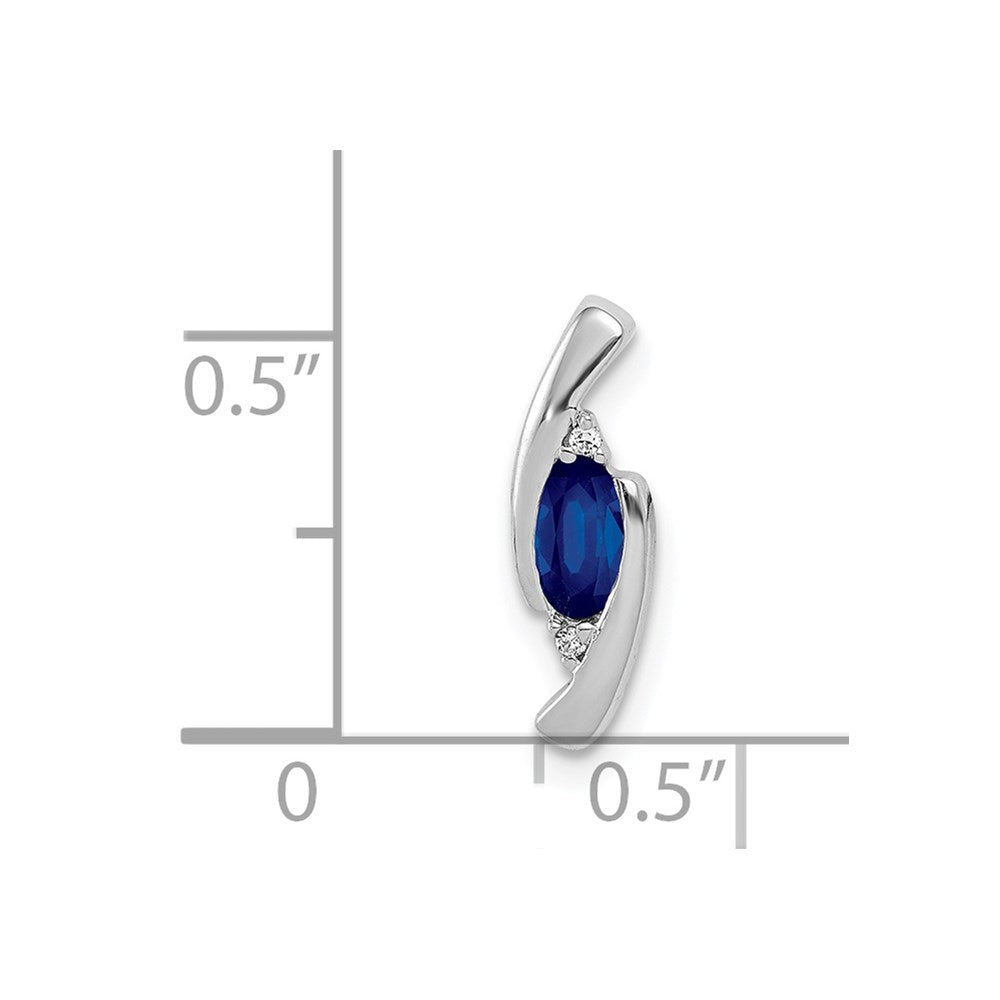 14K Weißgold Anhänger mit 0,01 ct. echtem Diamant und 0,33 ct. Saphir