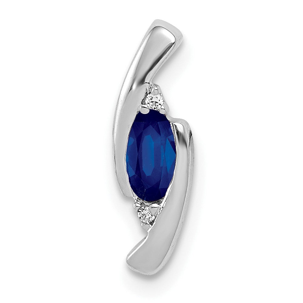 14K Weißgold Anhänger mit 0,01 ct. echtem Diamant und 0,33 ct. Saphir
