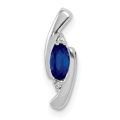 14K Weißgold Anhänger mit 0,01 ct. echtem Diamant und 0,33 ct. Saphir